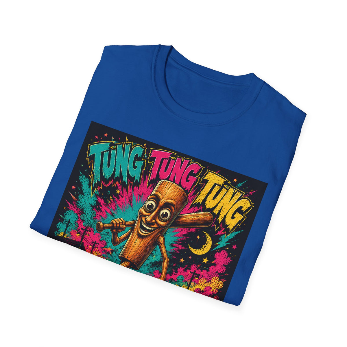 T-Shirt — Colorful 'Tung Tung Tung' Cartoon Log Design (Sahur)