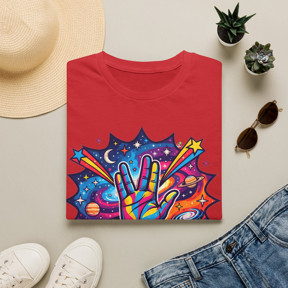 Live Long and Prosper T-Shirt — Colorful Space Vulcan Salute Tee