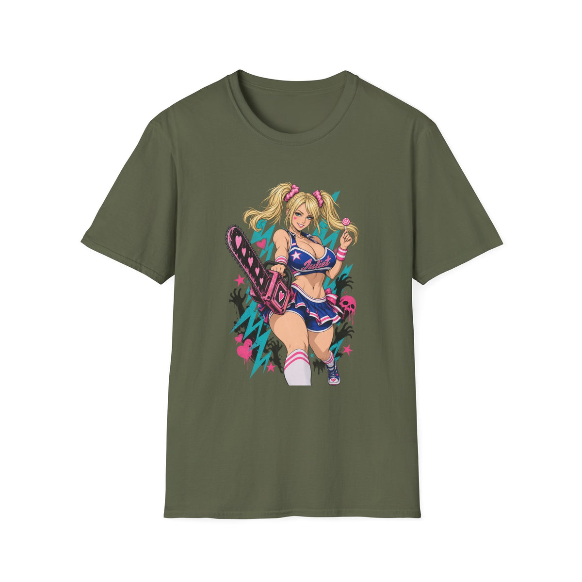 Juliet Starling | Lollipop Chainsaw | Anime Pin Up Girl with Chainsaw T-Shirt