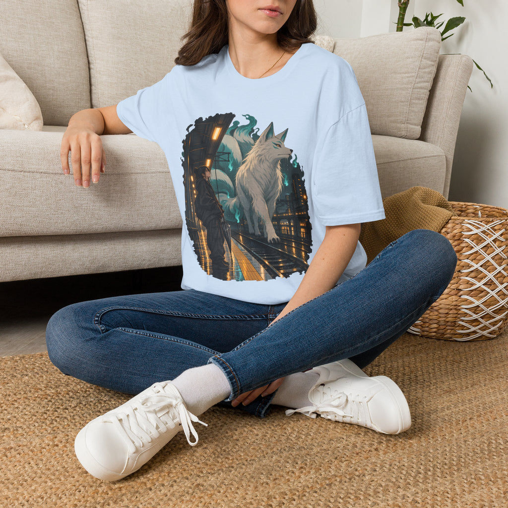 Wolf in the Rain | Last Train Home T-Shirt | Urban Nightscape Graphic Tee