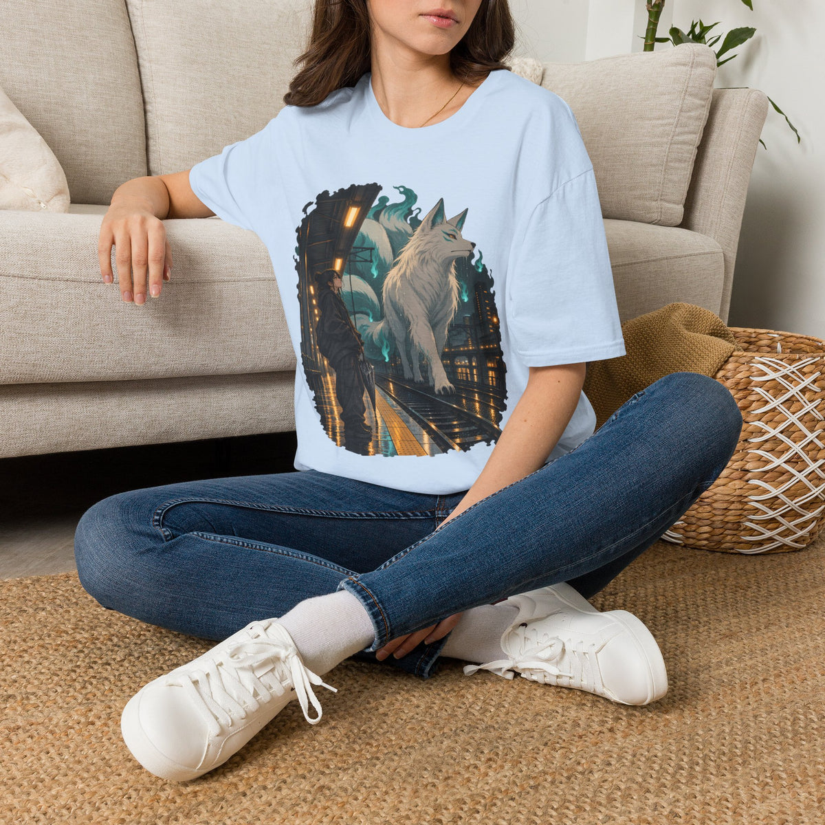 Wolf in the Rain | Last Train Home T-Shirt | Urban Nightscape Graphic Tee