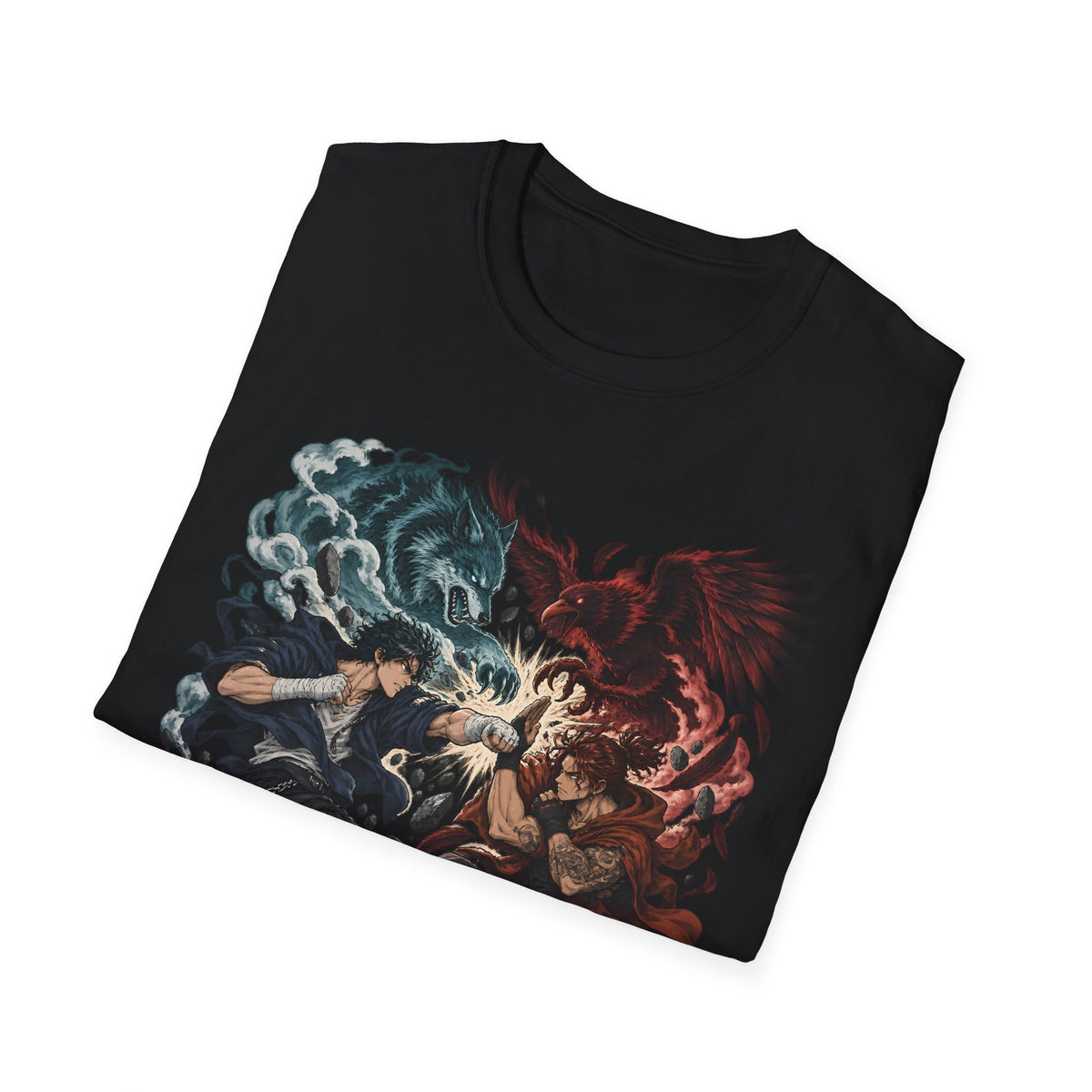 Yin Yang | Wolf Demon vs Phoenix | Japanese Anime Ninja T Shirt