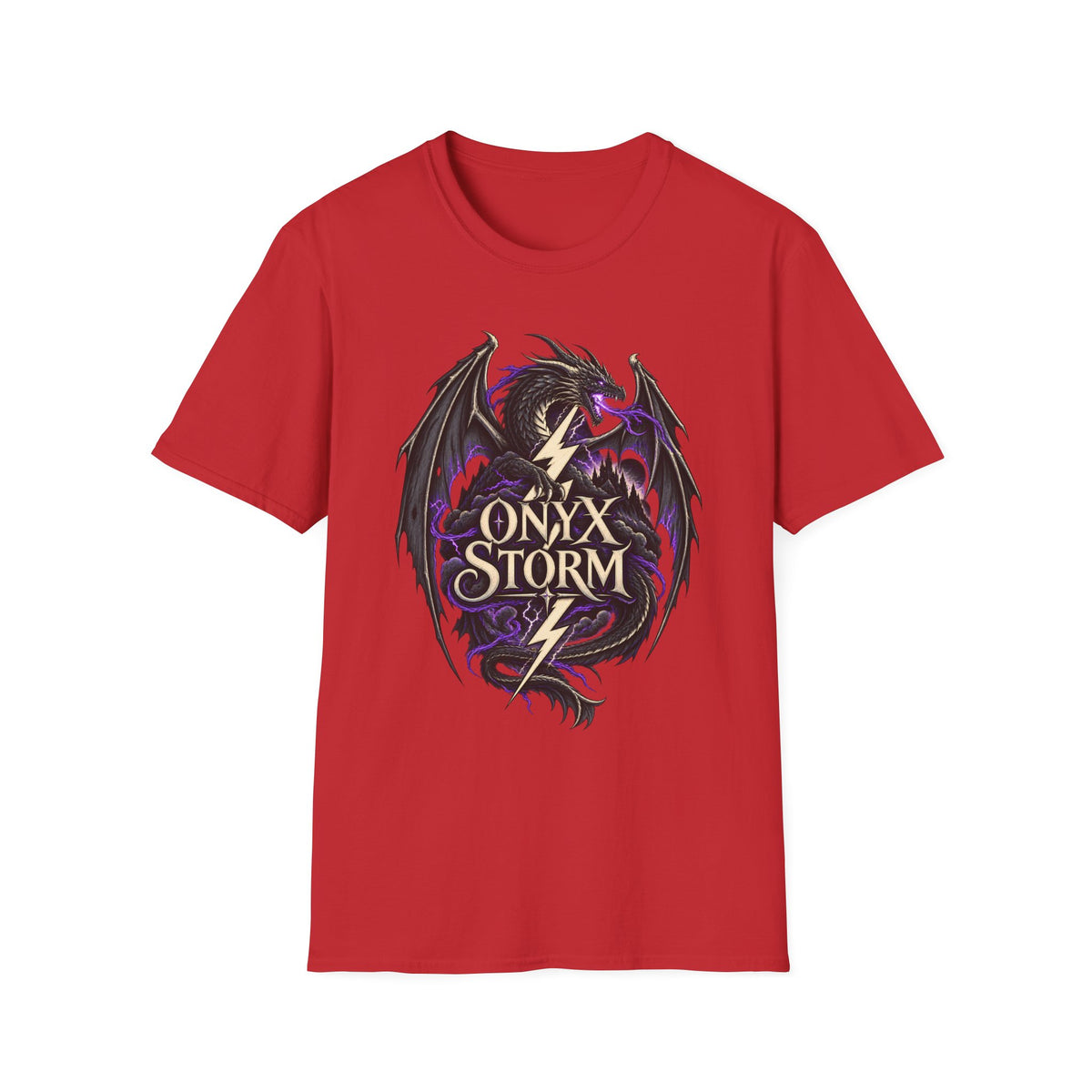 Onyx Storm Dragon T-Shirt | Book Inspired Gothic Lightning Fantasy Tee
