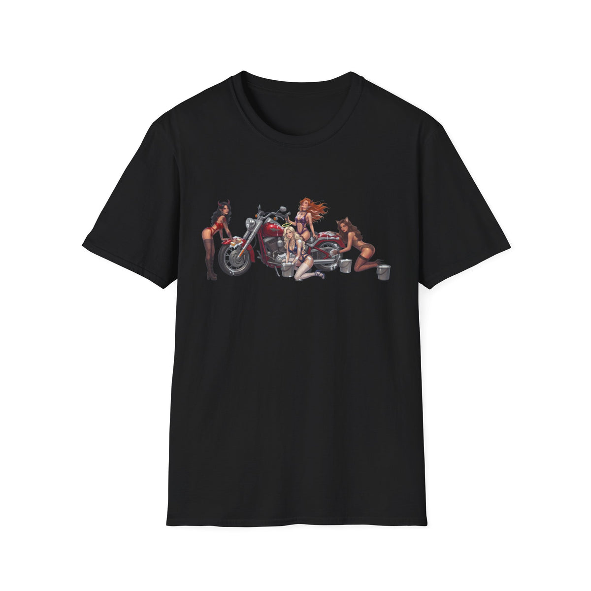 Biker Pinup T-Shirt — Vintage Motorcycle Pinup Girls Tee