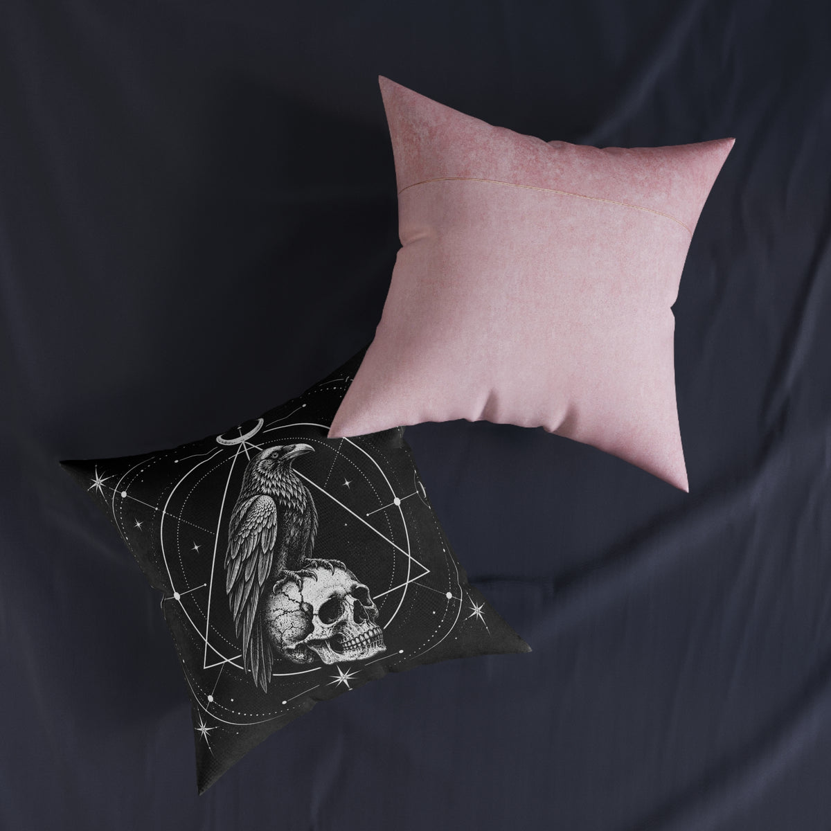 Raven Skull Gothic Moon Geometric Cushion | Decorative Sofa Pillow