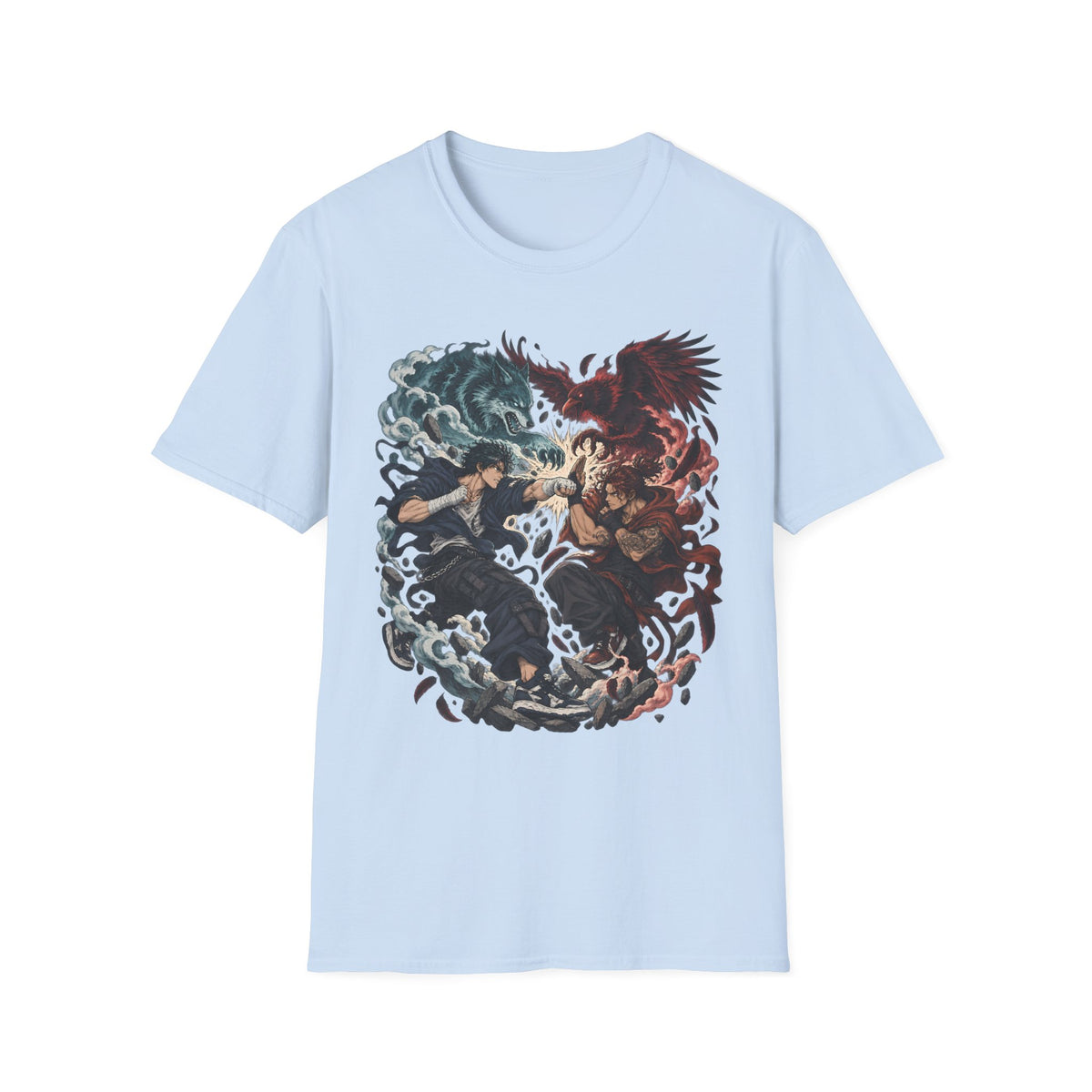 Yin Yang | Wolf Demon vs Phoenix | Japanese Anime Ninja T Shirt