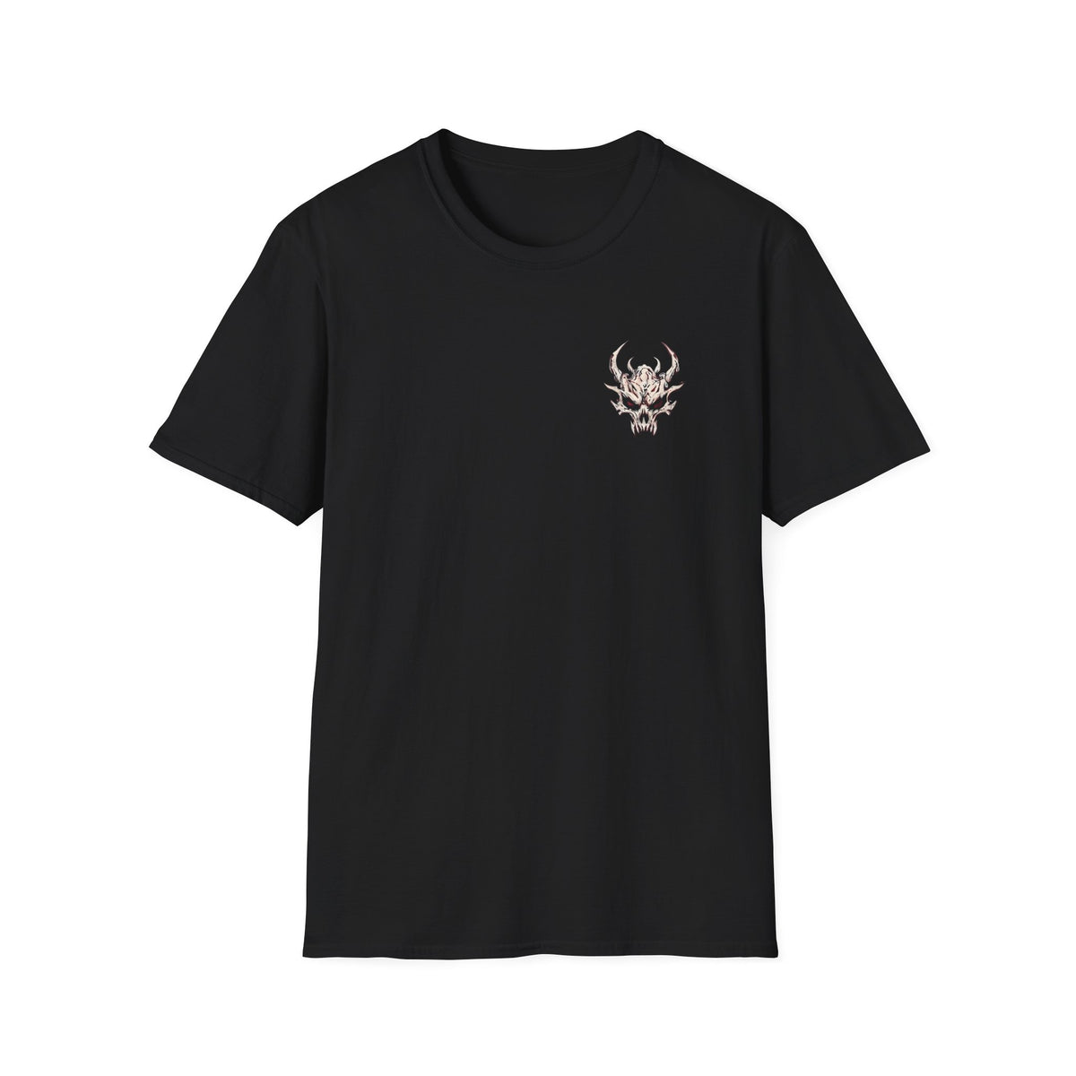 demon skull graphic t shirt, product image showing the garment or product detail.