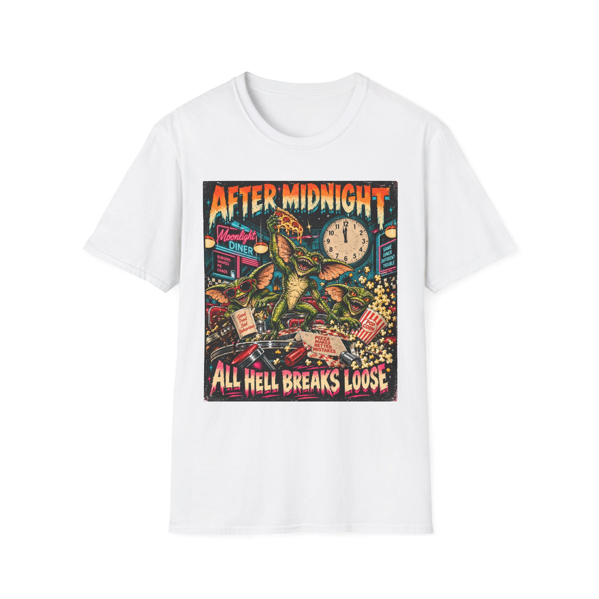 After Midnight Gremlin Tee — "All Hell Breaks Loose" Retro Horror T-Shirt