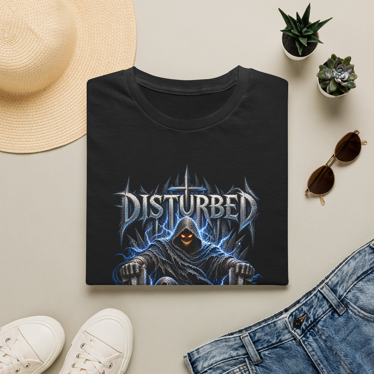 Disturbed | Storm Throne | The Guy | Grim Reaper Band T-Shirt