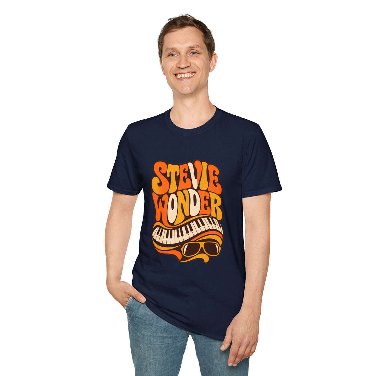 Stevie Wonder Piano Psychedelic Retro Band T-Shirt