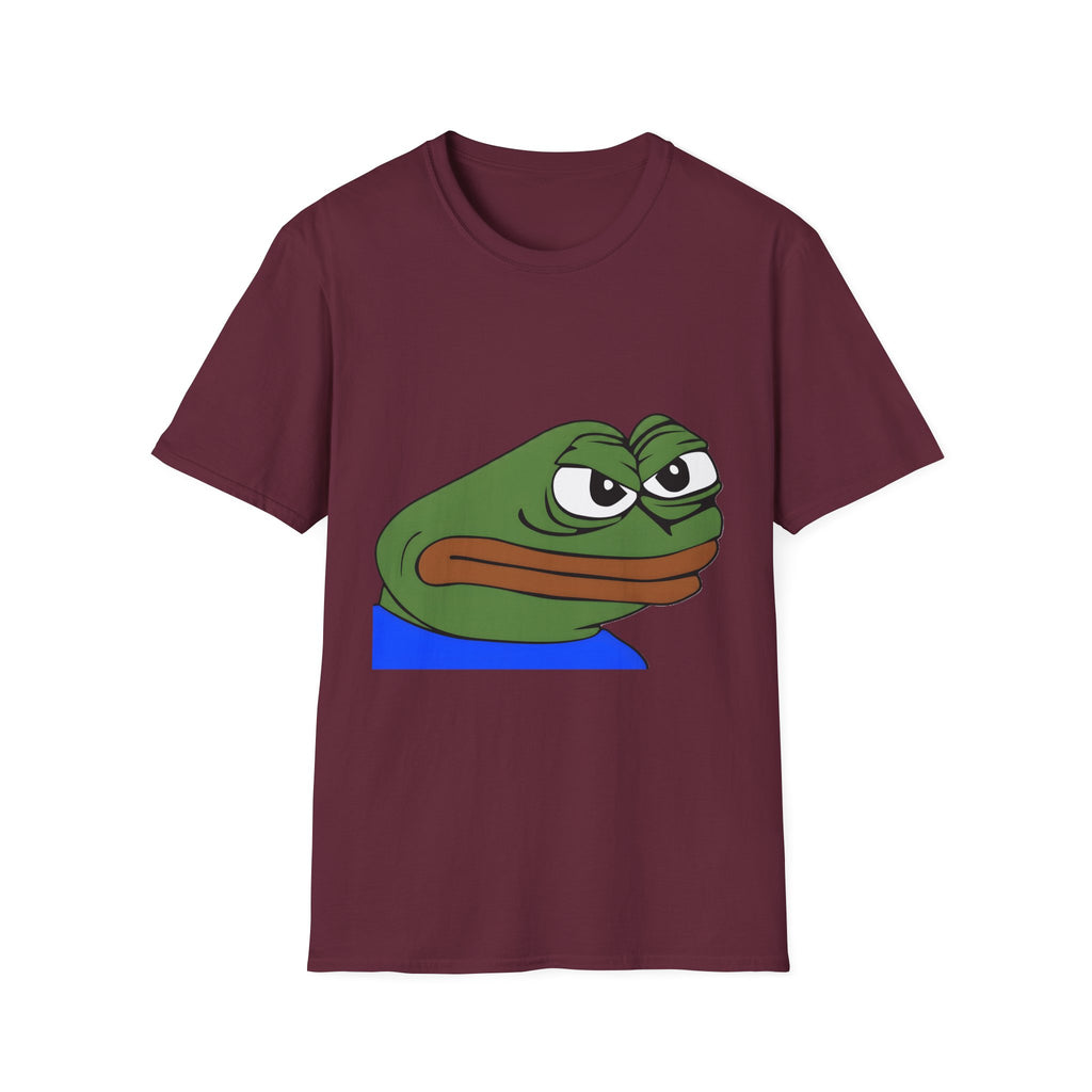 grumpy pepe frog graphic tee, product image showing the garment or product detail.