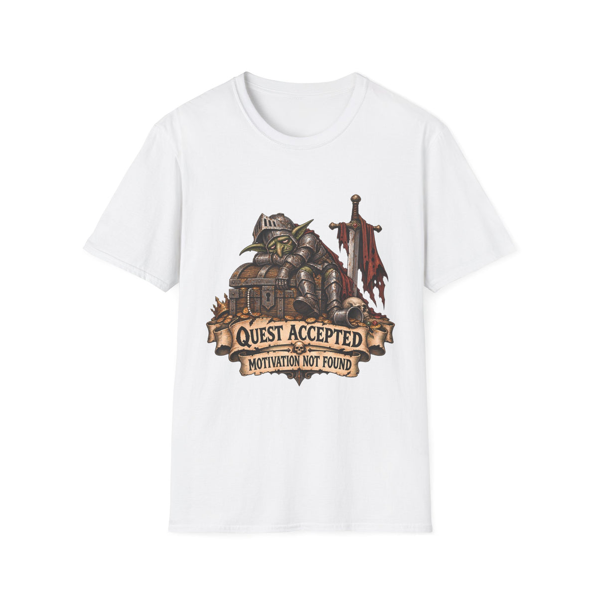 Quest Accepted T‑Shirt | Fantasy Gamer Tee (Motivation Not Found)