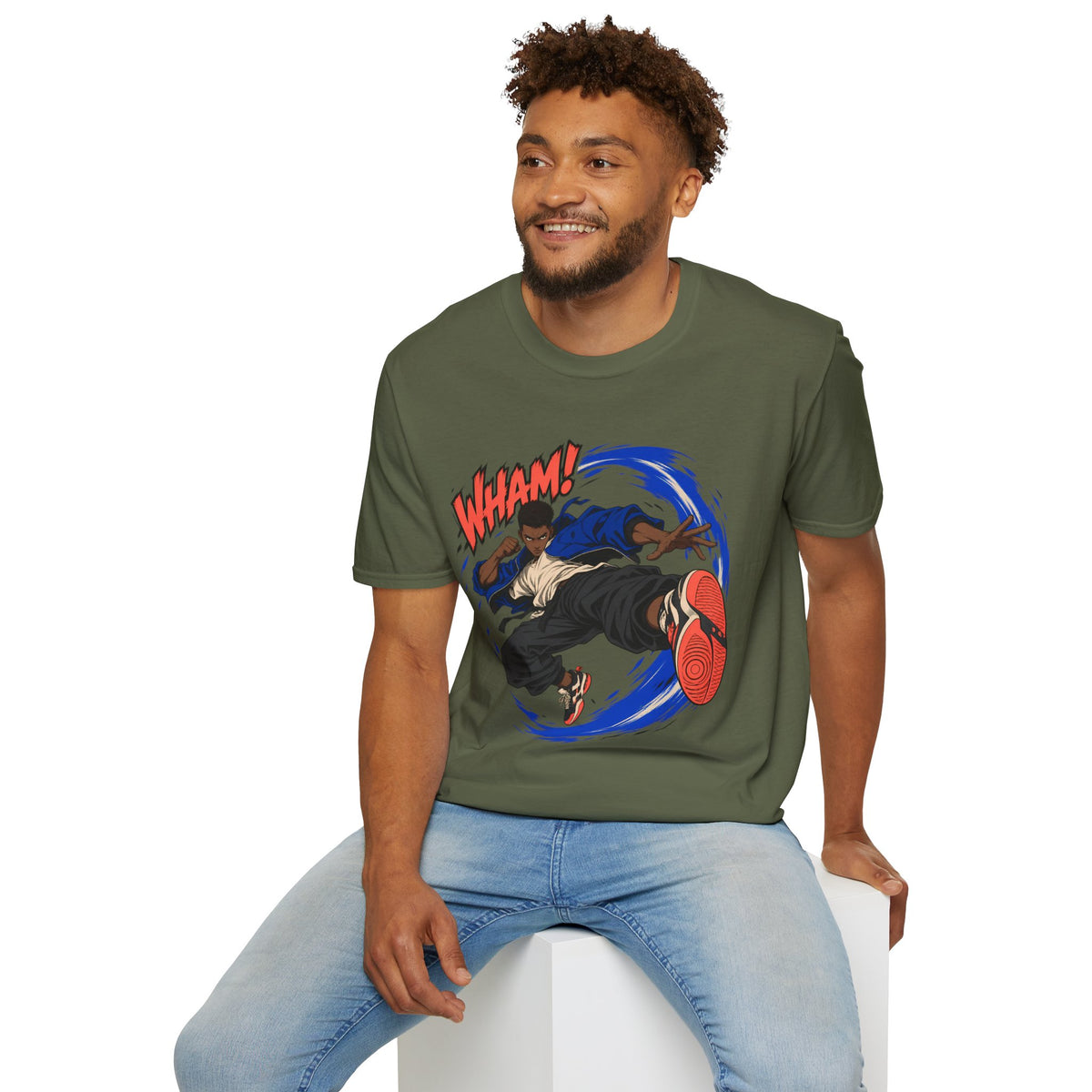 WHAM! | Anime Cartoon Ninja Kick Graphic T Shirt