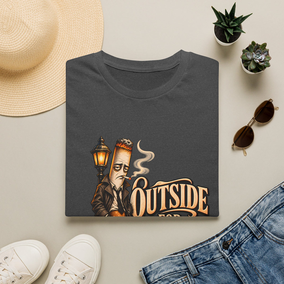 Outside for Character Development | Humorous Vintage Cigarette Graphic