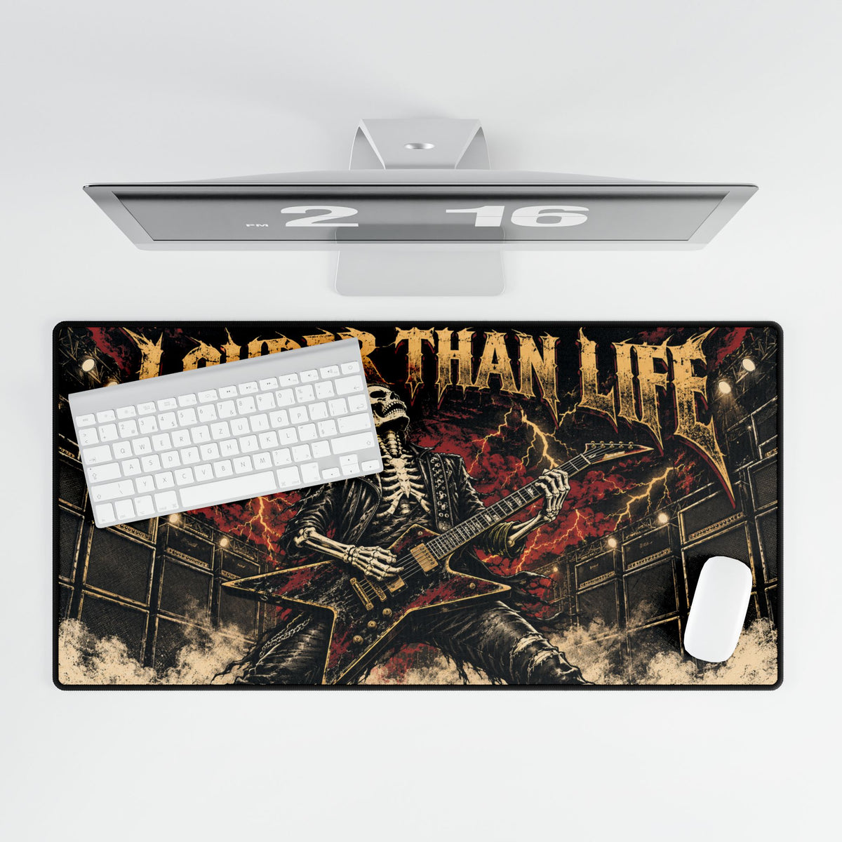 Mouse Pad | Louder Than Life | Skeleton Guitarist Desk Mat