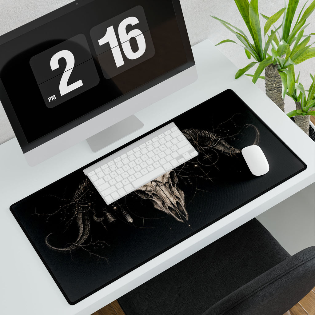 Mouse Mat | Ram Skull | Gothic, Dark Occult Office Desk Mat