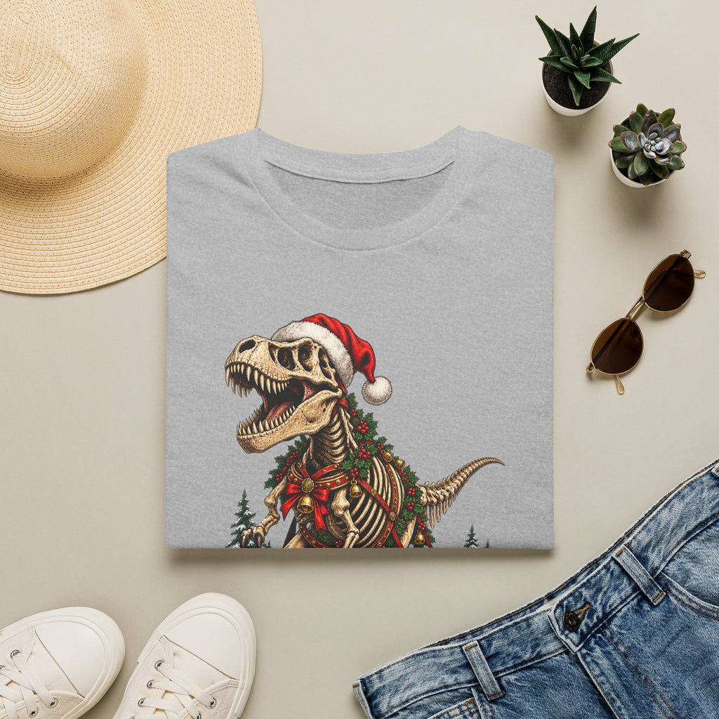 T-Rex Sleigh | Dinosaur Fossil Christmas T‑Shirt