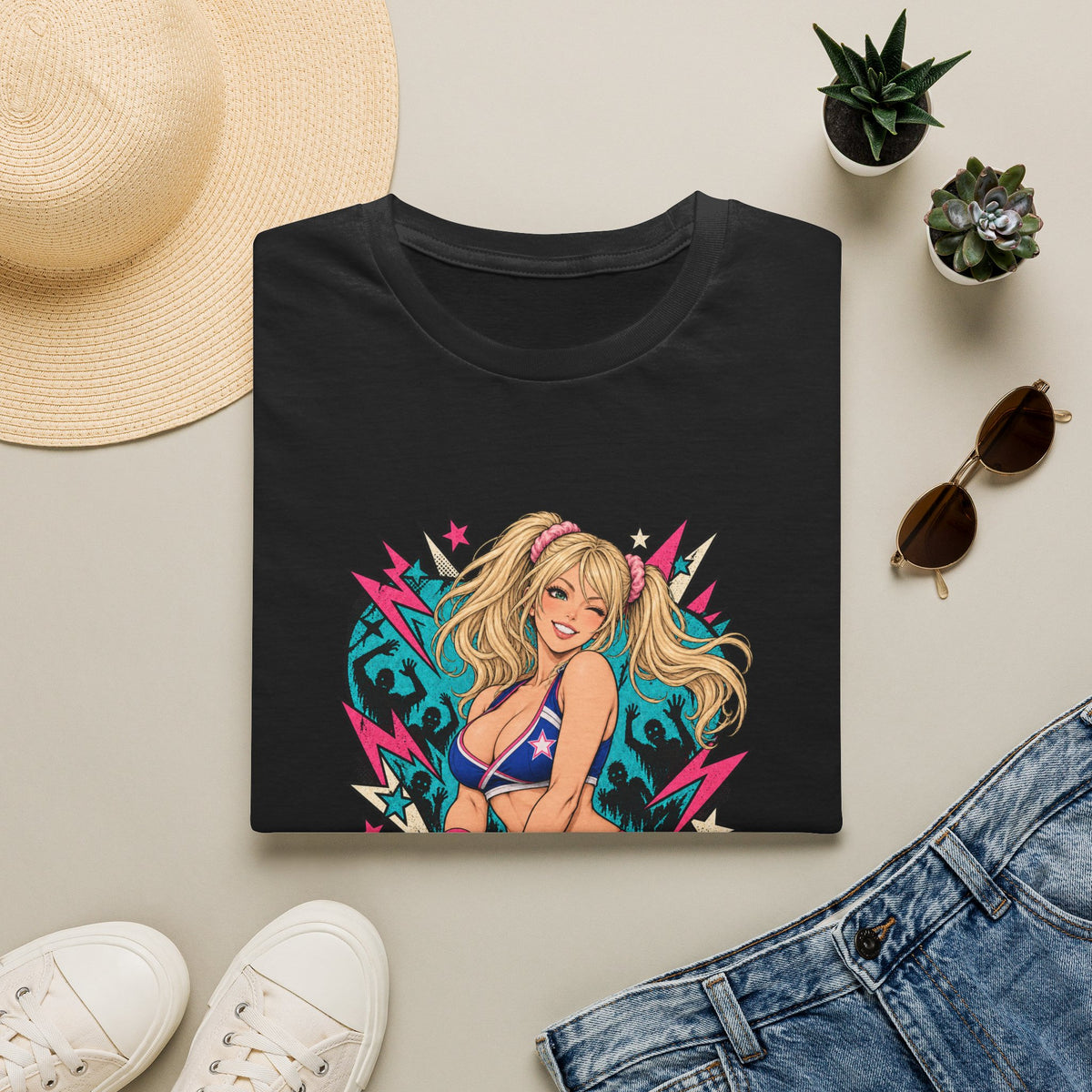 Juliet Starling | Lollipop Chainsaw | Zombie Game | Sexy Pin Up Girl T Shirt