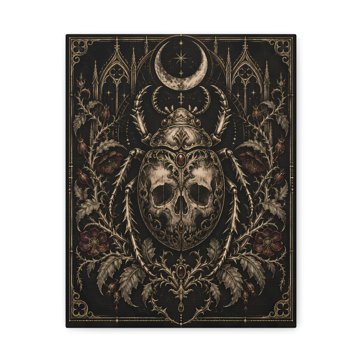 Canvas | Gothic Skull Beetle | Occult Wall Art