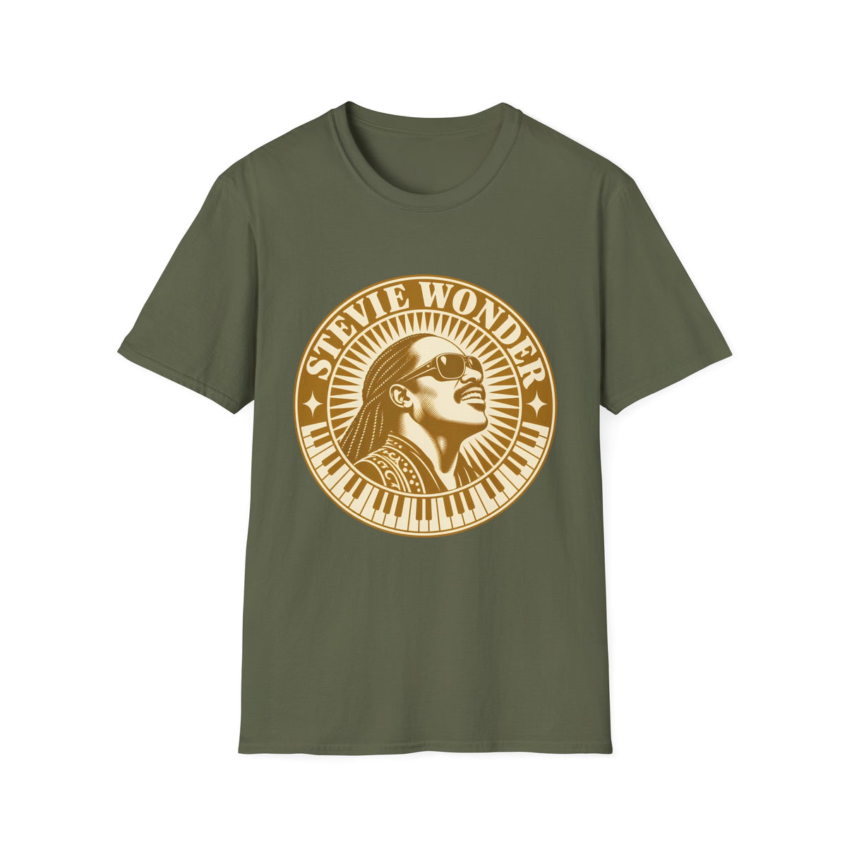 Stevie Wonder Graphic T-Shirt - Vintage Gold Portrait Tee