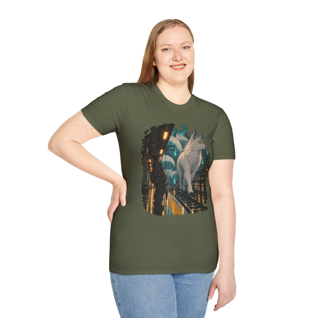 Wolf in the Rain | Last Train Home T-Shirt | Urban Nightscape Graphic Tee