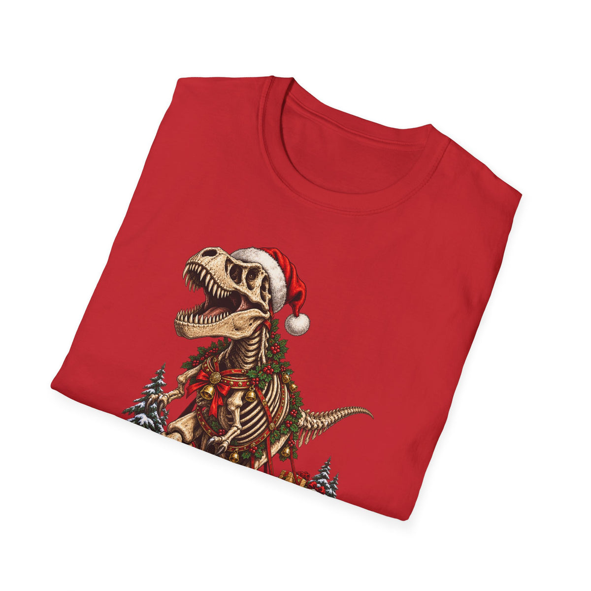 T-Rex Sleigh | Dinosaur Fossil Christmas T‑Shirt