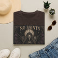 No Saints Graphic T-Shirt — Gothic Skull Clock Design