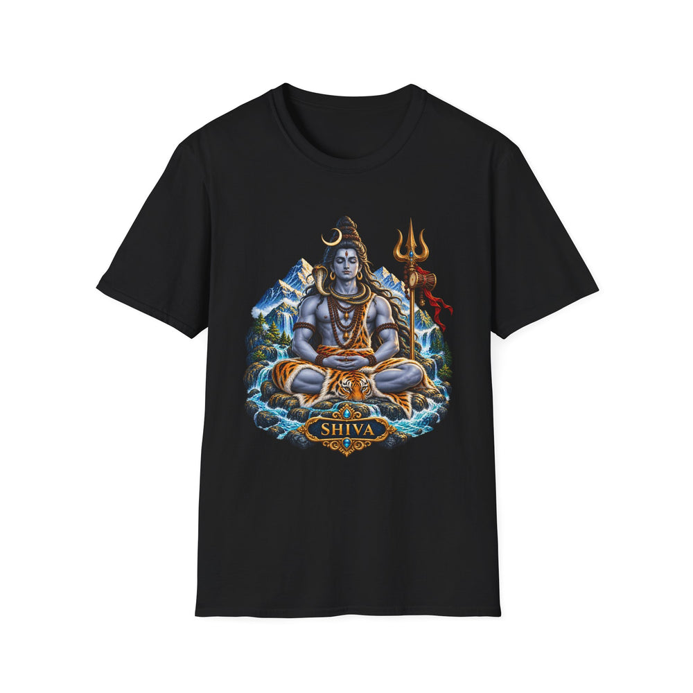 Shiva Hindu Mythology T-Shirt, Meditating Deity Trident Himalayan Art