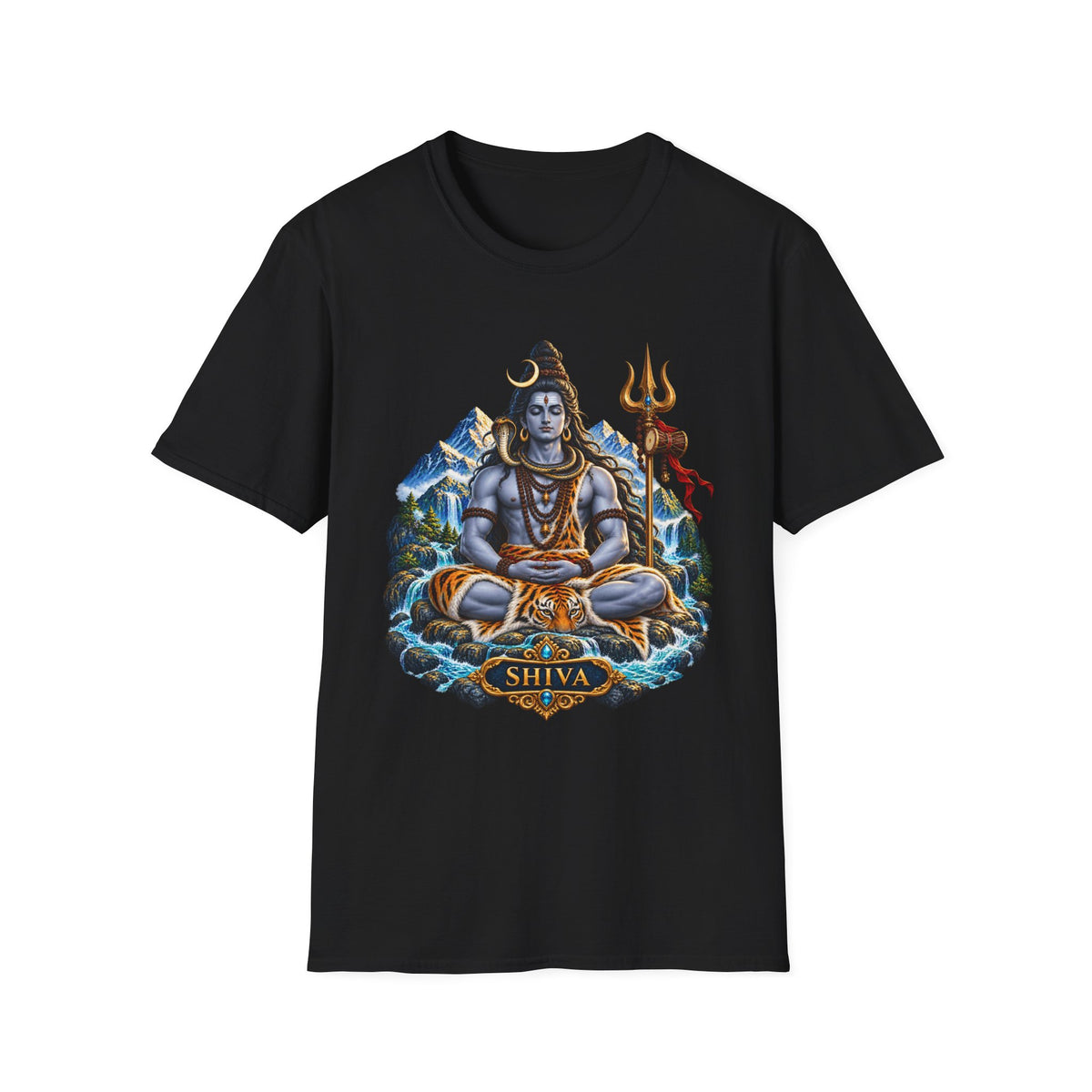 Shiva Hindu Mythology T-Shirt, Meditating Deity Trident Himalayan Art