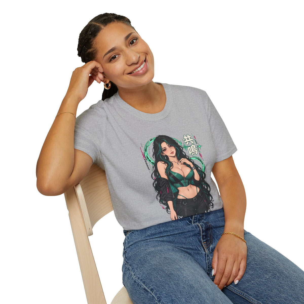 Jade | Sexy Anime Pin Up Girl | Waifu Graphic T‑Shirt