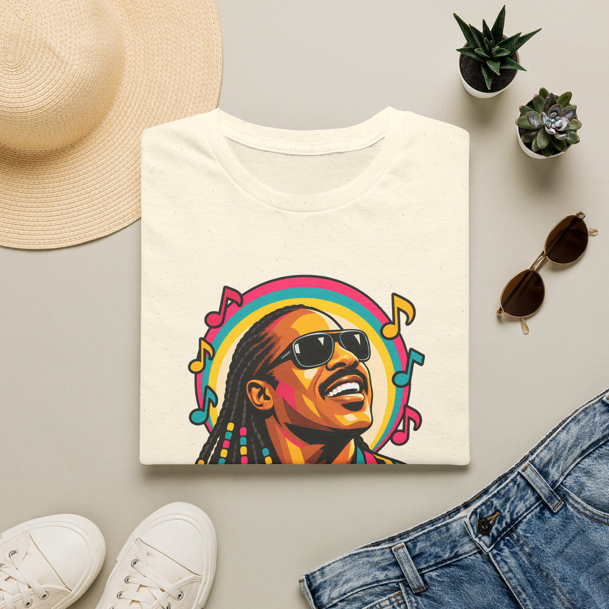 Stevie Wonder Life in Colour Music Legend Portrait T-Shirt