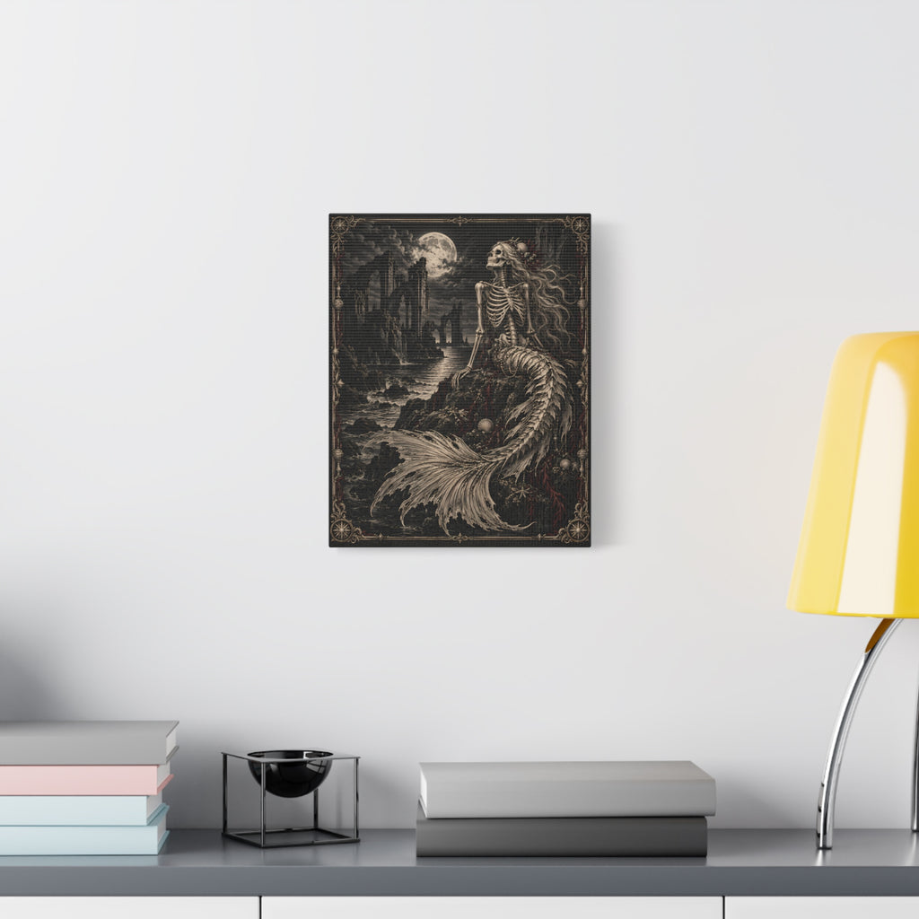 Canvas | Gothic Skeleton Mermaid | Occult Wall Art