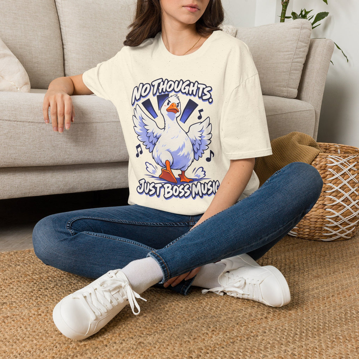 Cute Goose | No Thoughts, Just Boss Music T Shirt