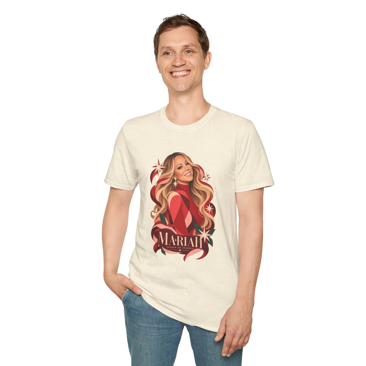 Mariah Carey | Holiday Diva Graphic Tee | Retro Red Star Portrait