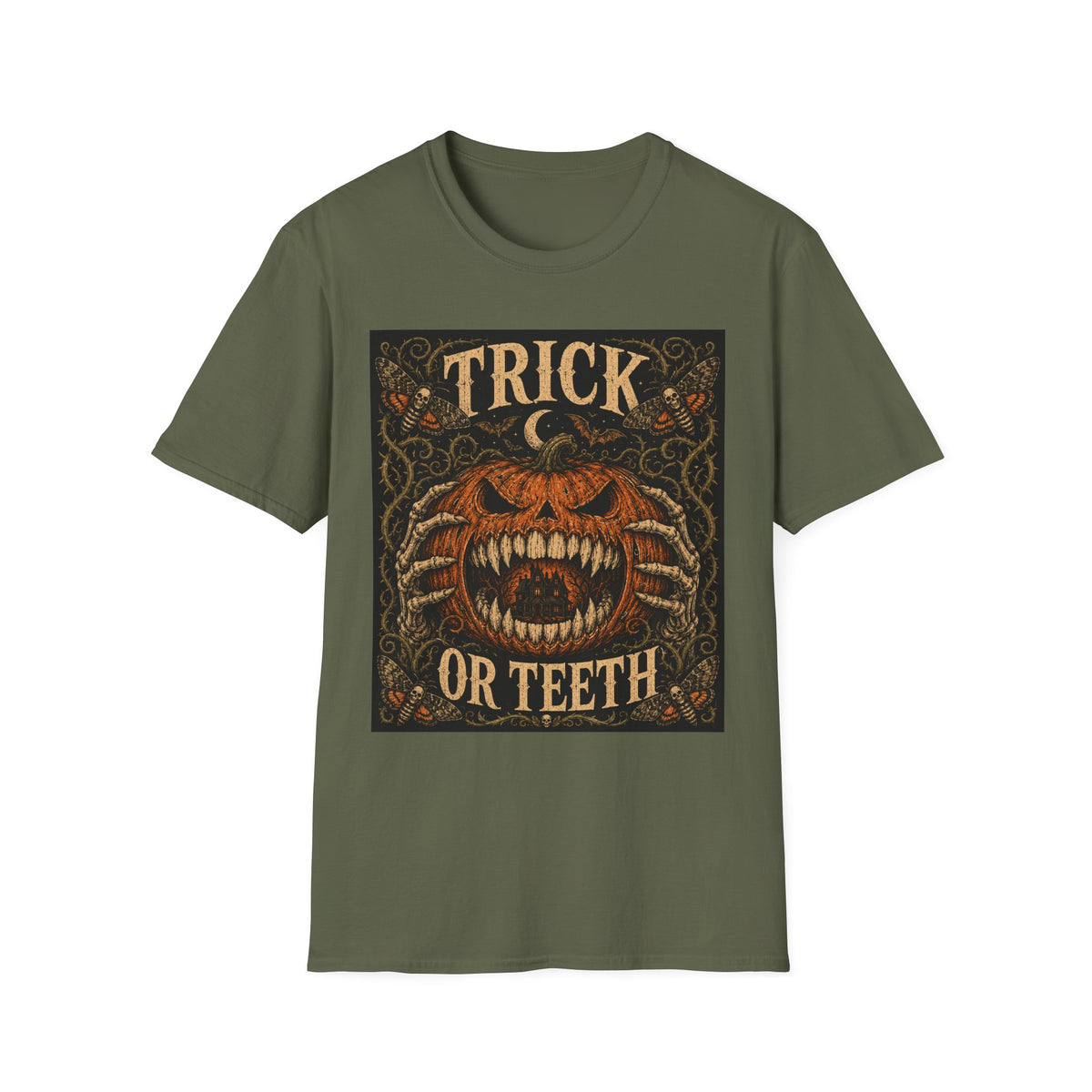 Halloween 'Trick or Teeth' T-Shirt — Vintage Scary Pumpkin Graphic