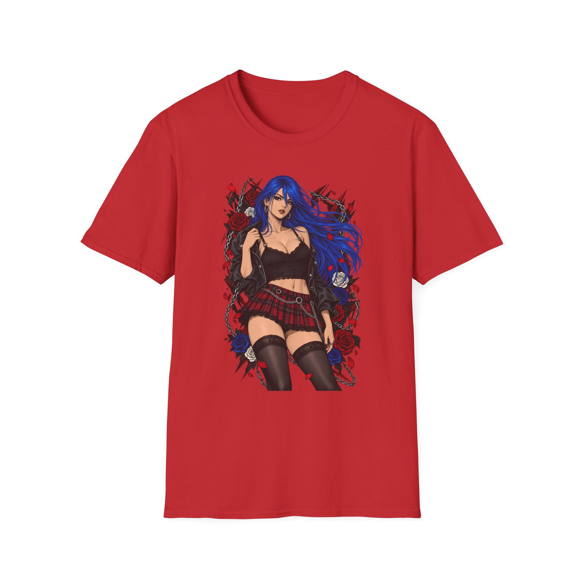 Blue Haired Rock Chick | Japanese Anime Style Pin-up Girl