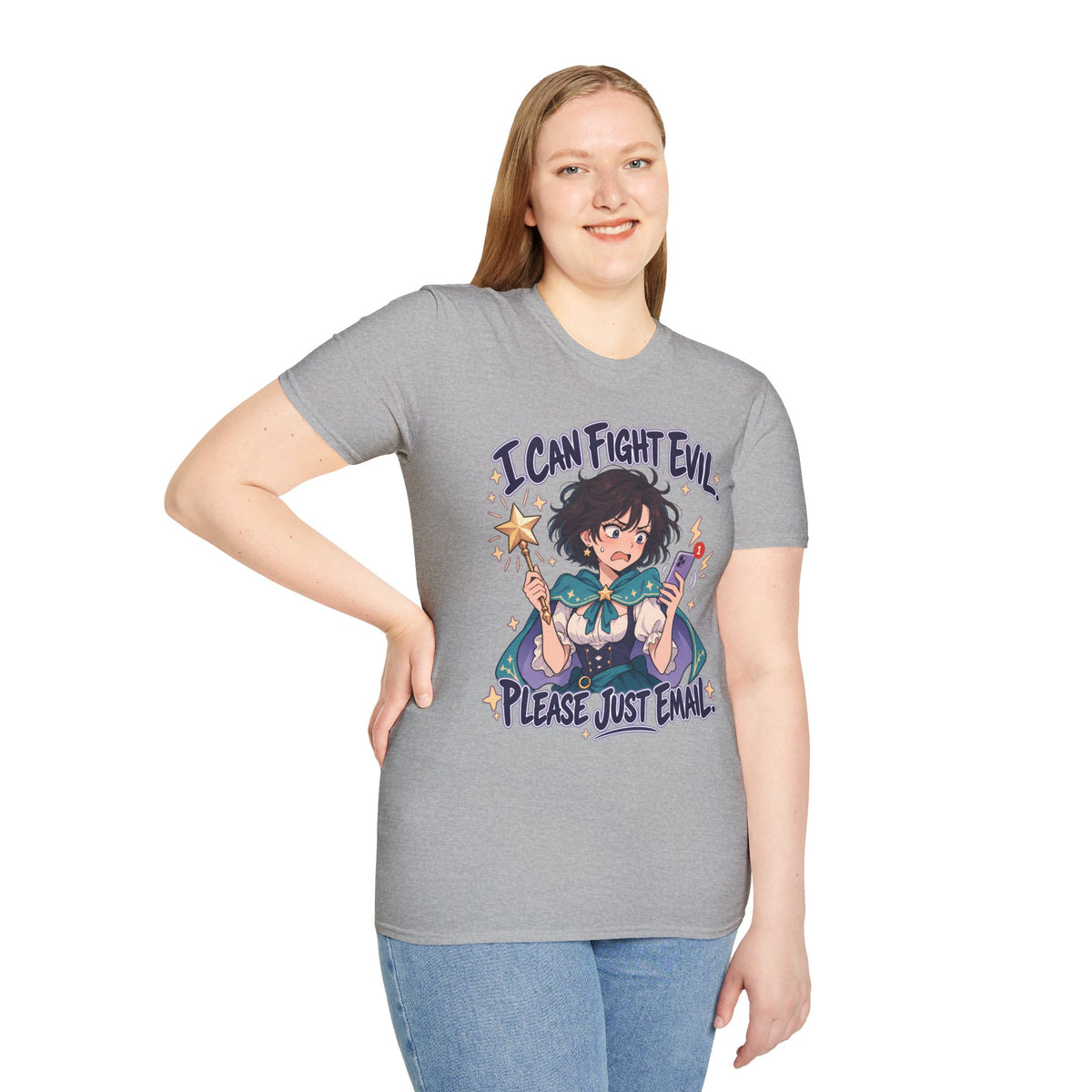 Working Witch | I Can Fight Evil, Please Just Email | Cute Anime T Shirt