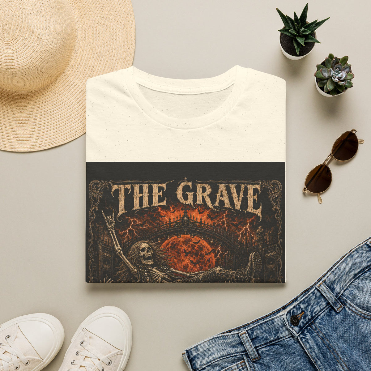 The Grave Can Wait T-Shirt — Vintage Skeleton Rock Gothic Tee