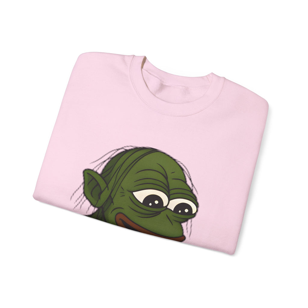 Crewneck Sweatshirt — Cartoon Goblin Holding Ring Graphic