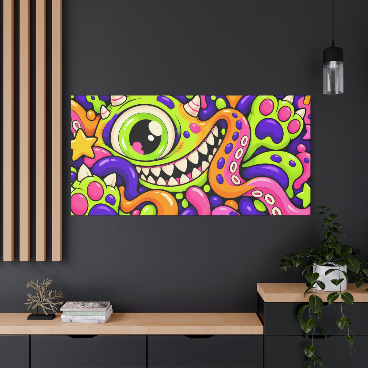 Wall art | Monster Mash: Neon Cartoon Monster Print
