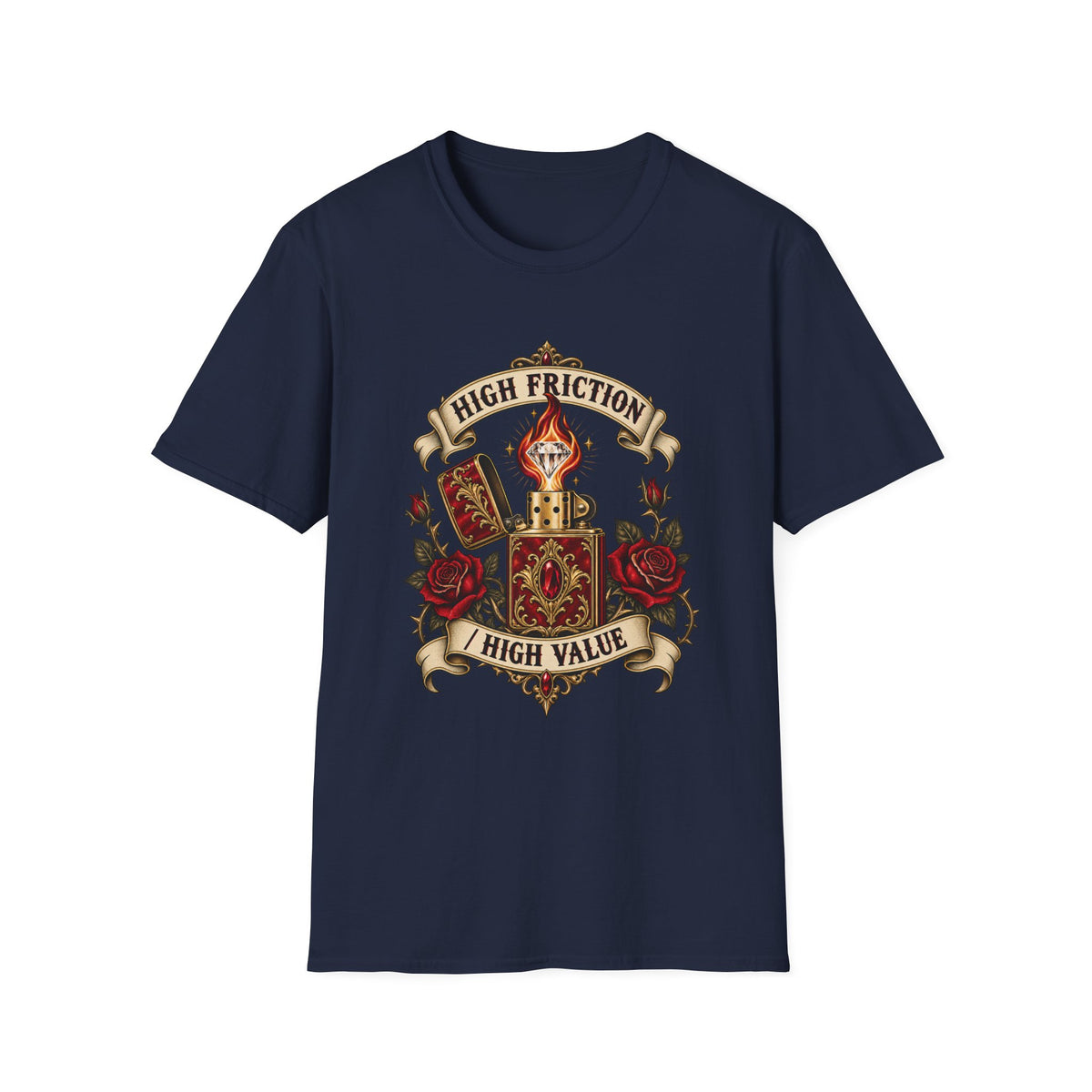 High Friction High Value | Vintage Tattoo Dice & Roses Graphic Tee