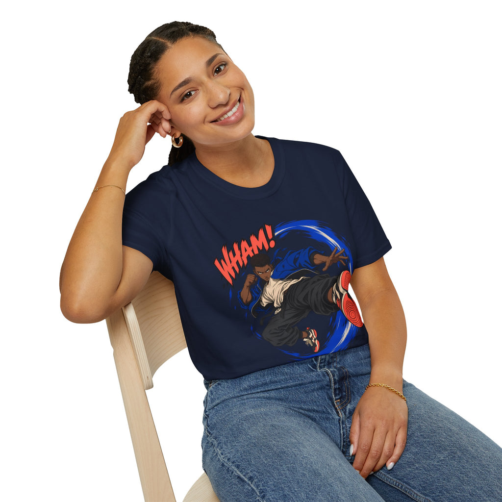 WHAM! | Anime Cartoon Ninja Kick Graphic T Shirt