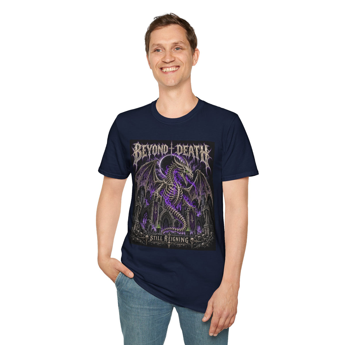 Beyond Death Dragon T‑Shirt — Gothic Purple Dragon Graphic Tee