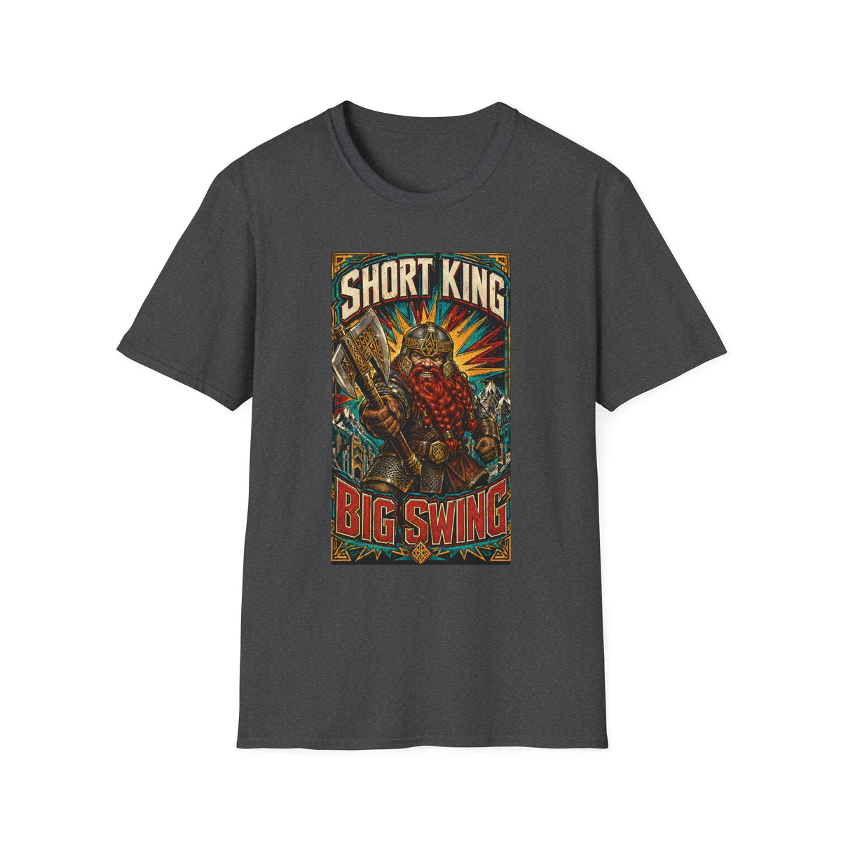 Short King Vintage Dwarf Graphic T-Shirt - Retro Fantasy Beard Warrior Tee