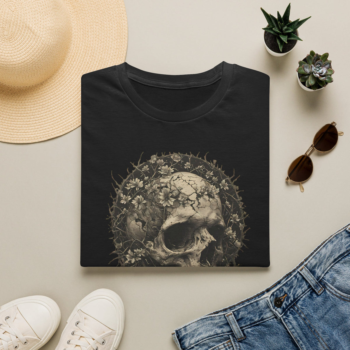 Floral Skull Graphic T-Shirt