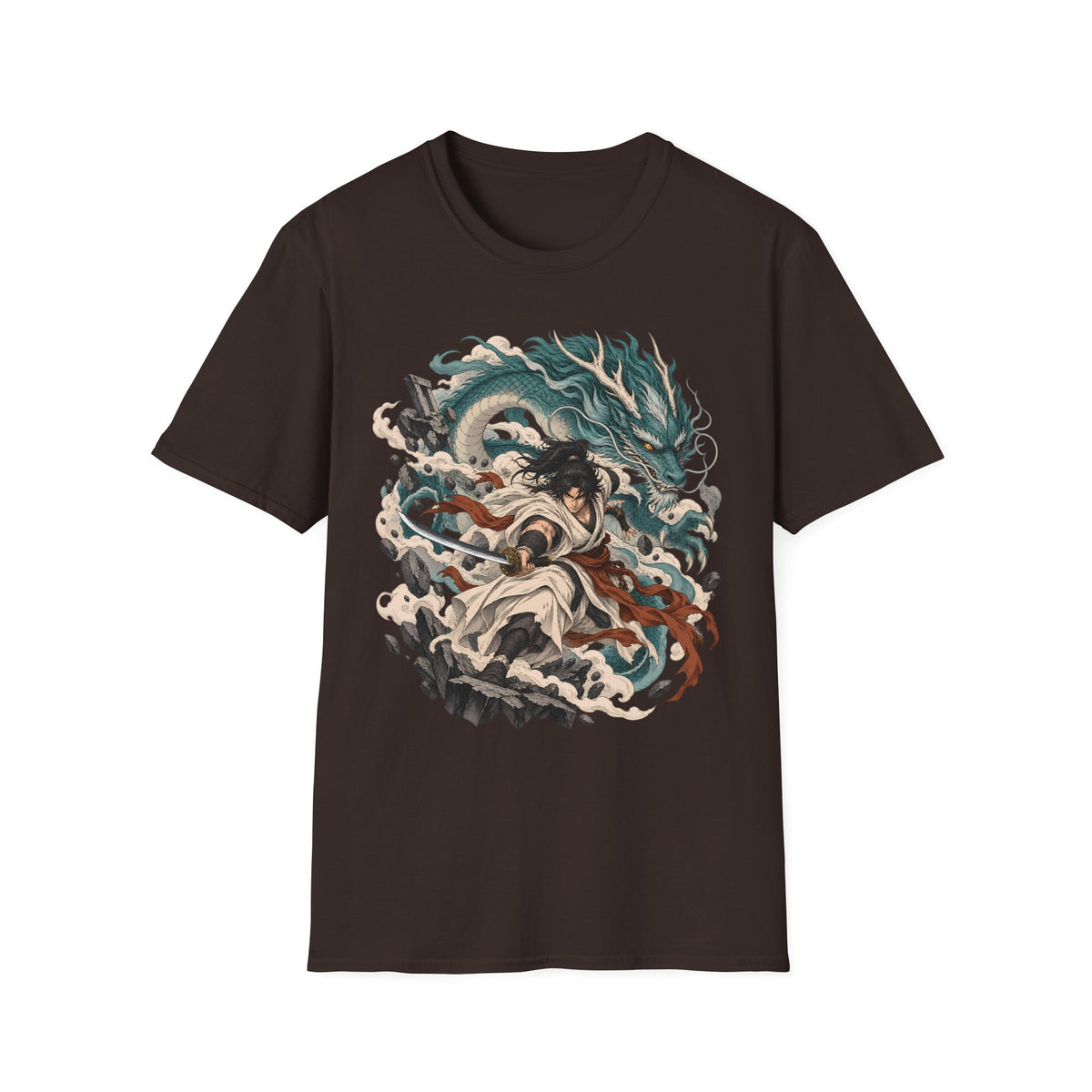 Mythic Dragon Warrior | Japanese Samurai and Serpent T Shirt
