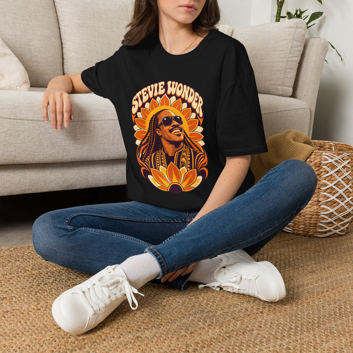 Retro Sunburst Stevie Wonder Music Icon T-Shirt