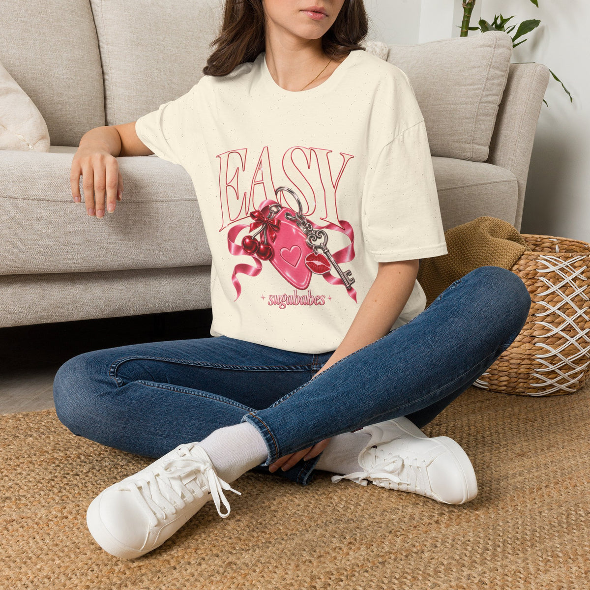 Sugababes | Easy Lockheart Pink Key & Heart Graphic T Shirt