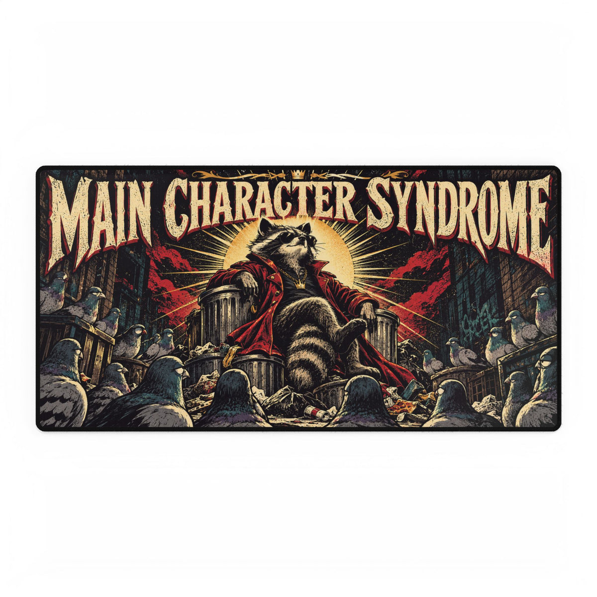 Main Character Syndrome | Epic Raccoon Throne Gaming Mouse Pad