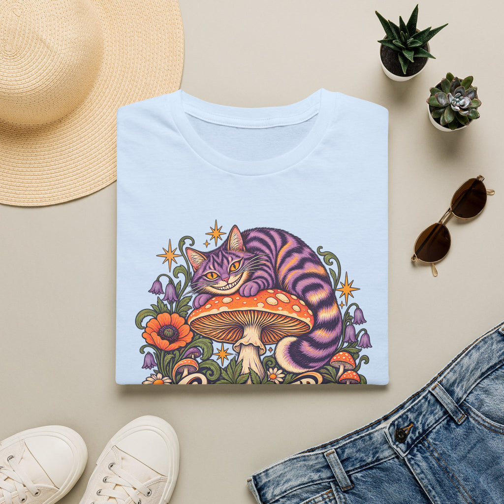 Cheshire Cat | Curiouser & Curiouser | Whimsical Mushroom Design Graphic Shirt